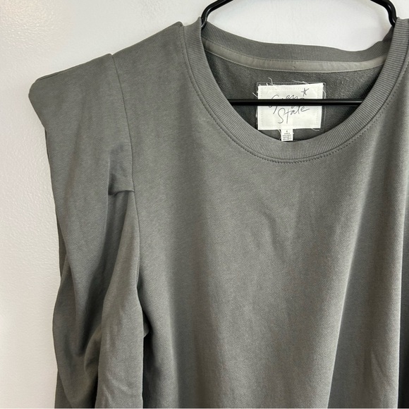 Grey State Cindy Puff Shoulder Long Sleeve Pullover Nightfall Sweatshirt Size 4 - Picture 2 of 11